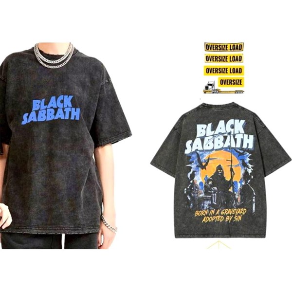 Black Sabbath Oversize Yıkamalı Kumaş T-shirt