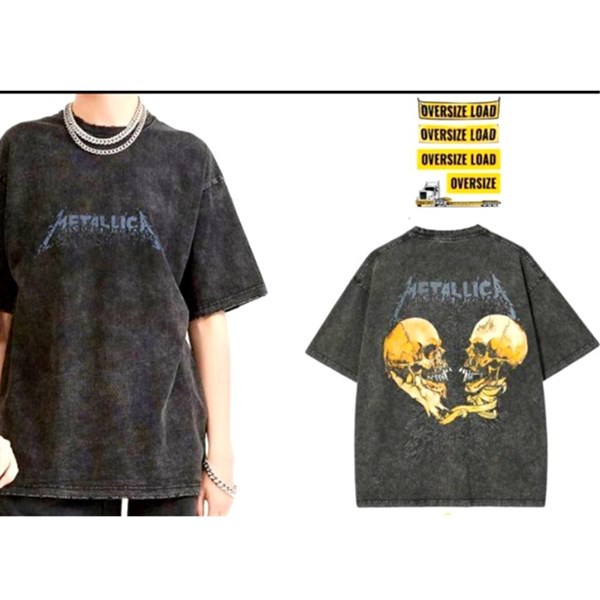 Metallica Oversize Yıkamalı Kumaş T-shirt