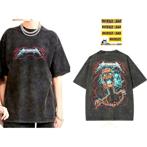 Metallica Oversize Yıkamalı Kumaş T-shirt