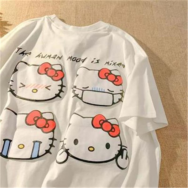 Hello Kitty Sick Emoji Beyaz (Unisex) T-Shirt