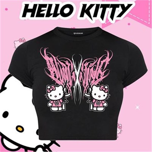 Hello Kitty Siyah Crop