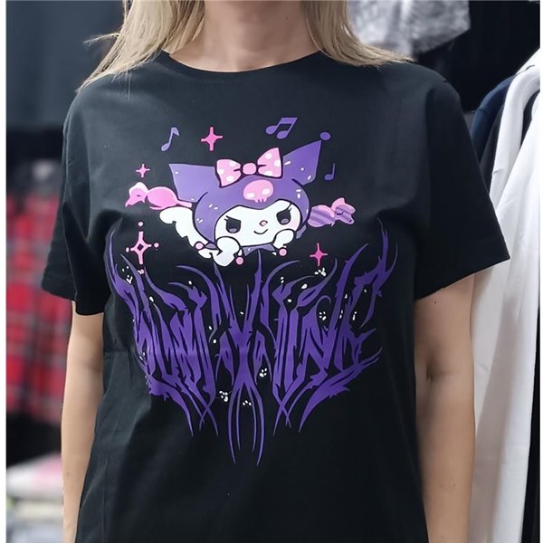 Kuromi Sick Emoji siyah (Unisex) T-Shirt