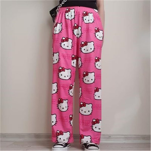 Pembe Hello Kitty Face Kolaj (Unisex) Pijama Altı